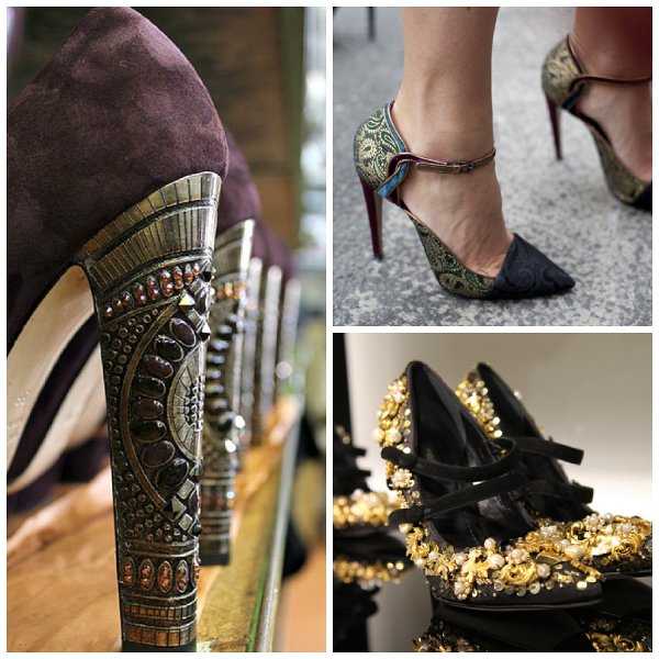 Detalles hermosos en los zapatos de tacón