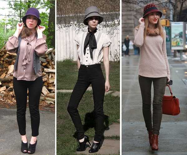 Pantalones skinny y blusas súper femeninas par aun estilo retro